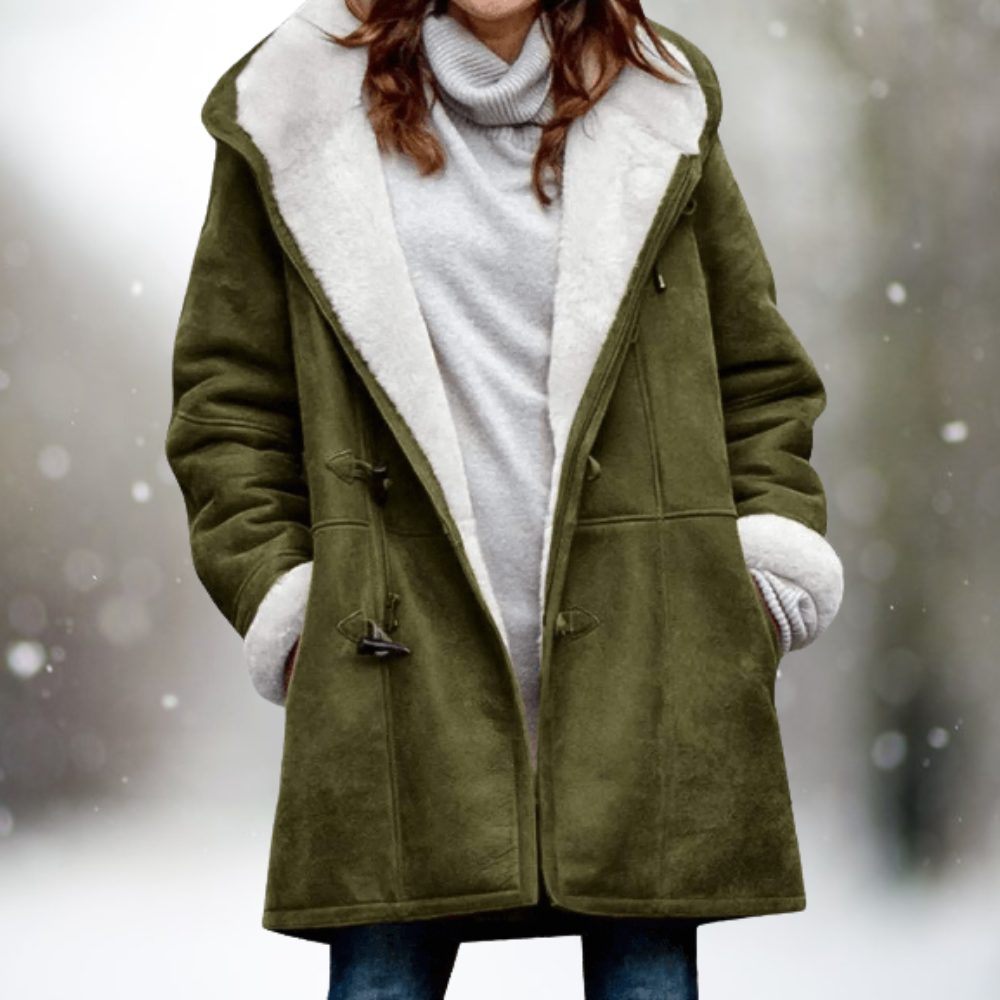 Oversized Sherpa-Lined Parka with Toggle Buttons for Women