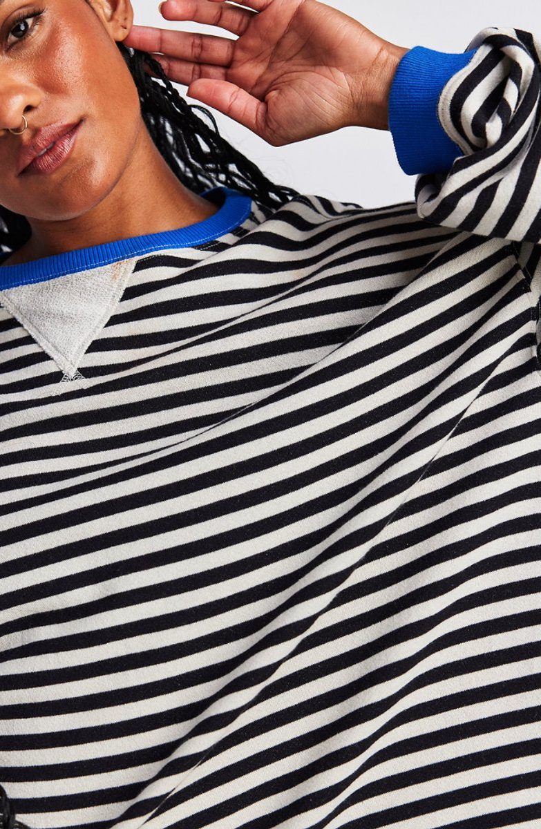 Oversized Striped Long-Sleeve Pullover for Women - View 7