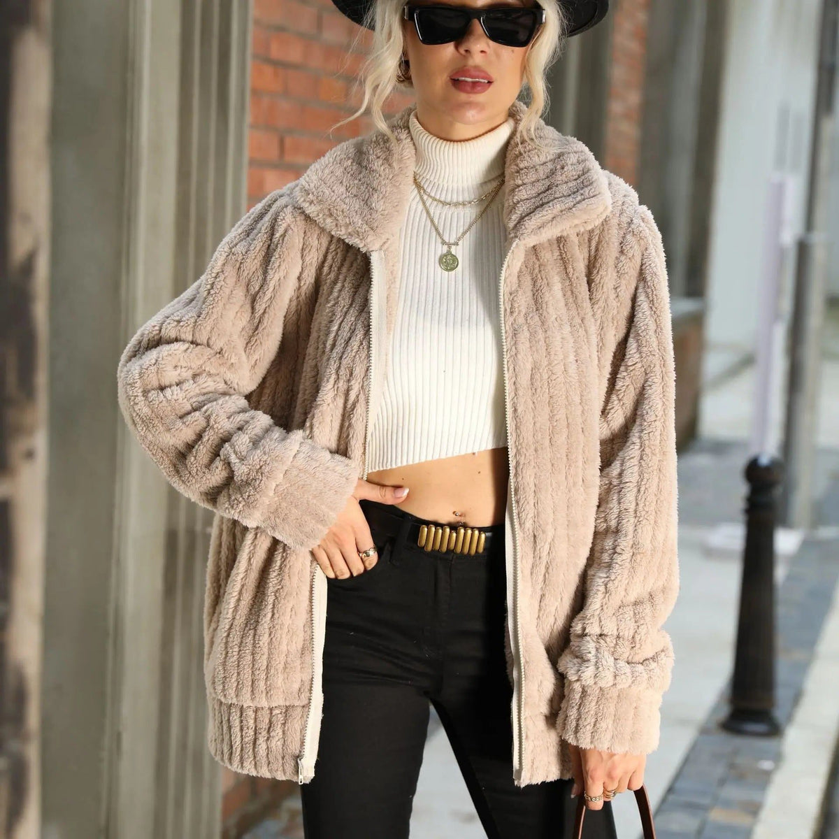 Oversized Teddy Jacket for Women - View 9
