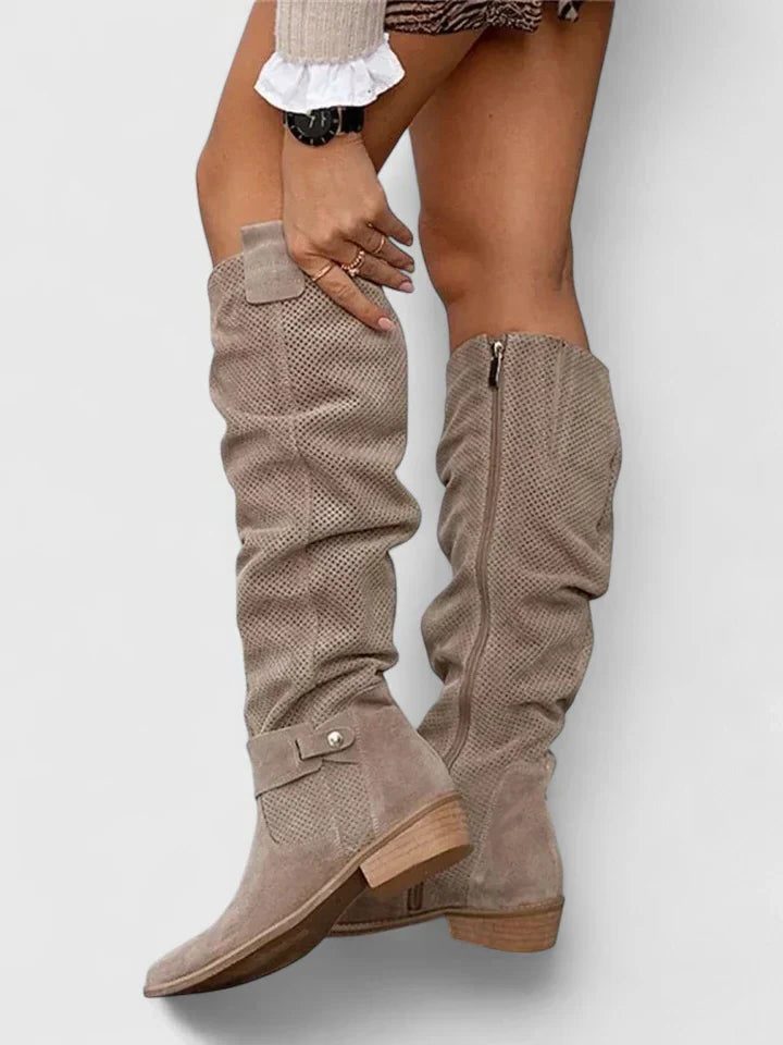 Perforated Knee High Boots for Women - View 2