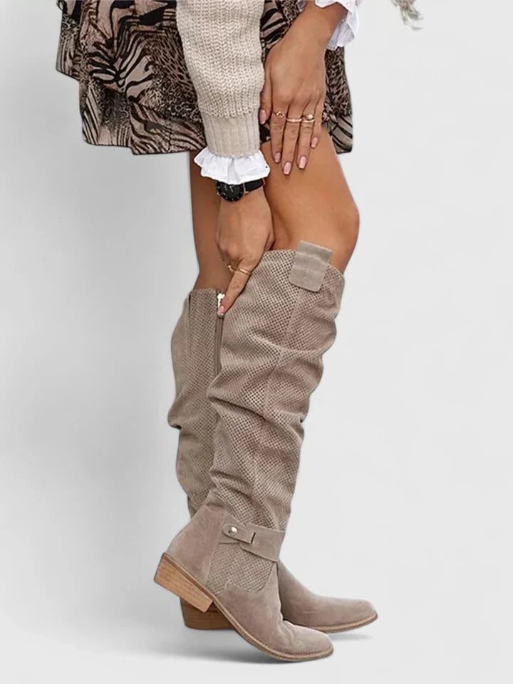 Perforated Knee High Boots for Women - View 3