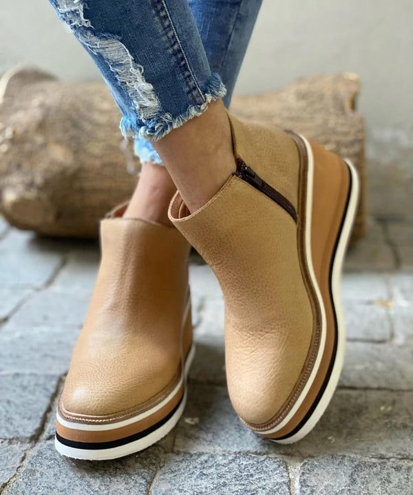 Platform Ankle Boots for Women - Beige