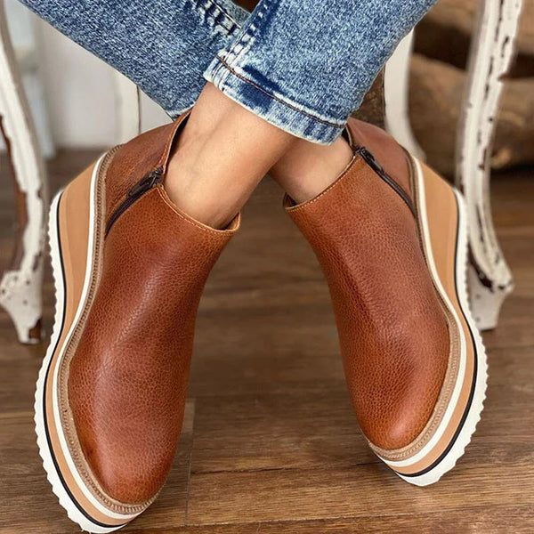 Platform Ankle Boots for Women - Brown