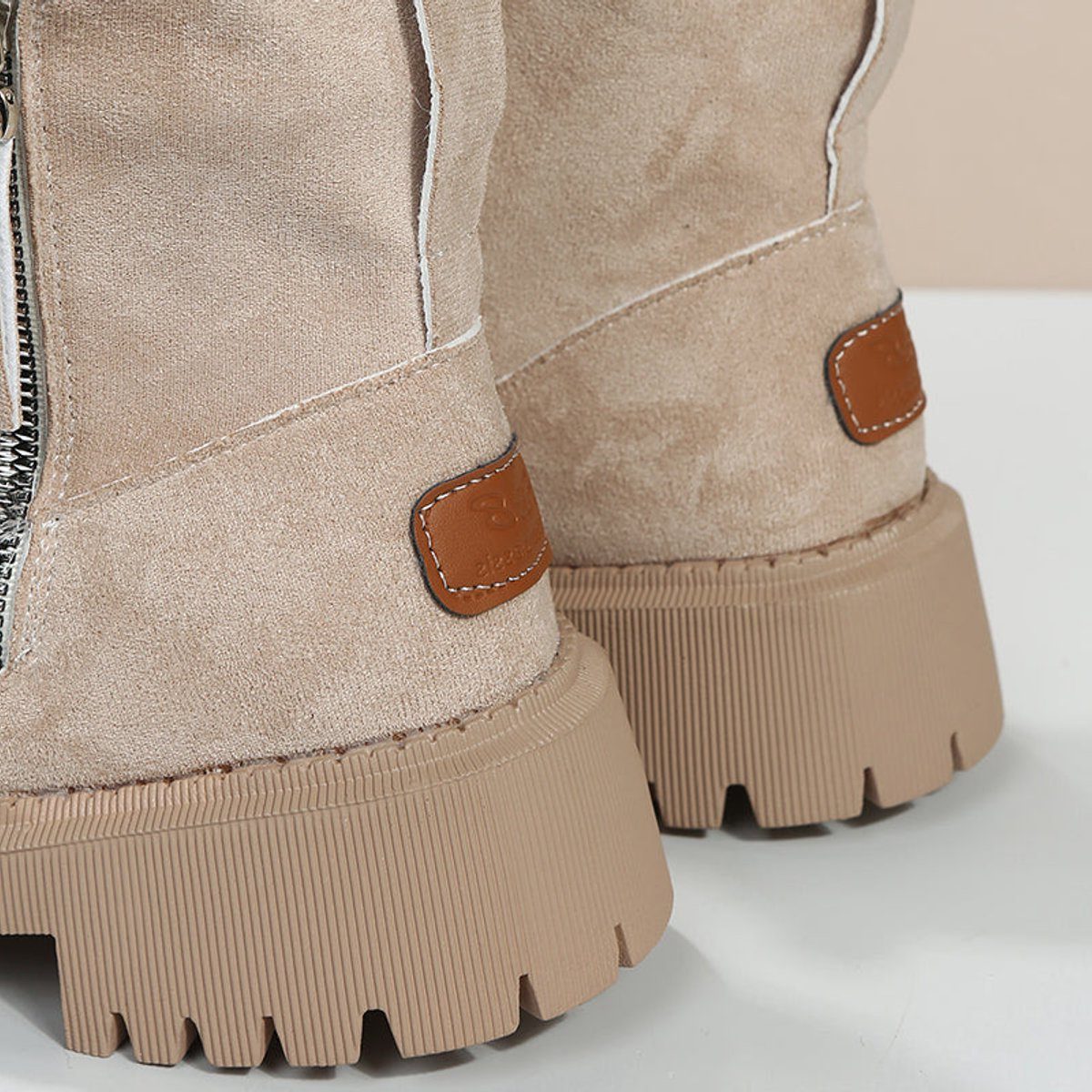 Platform Fleece-Lined Suede Slip-On Ankle Boots for Women - View 6