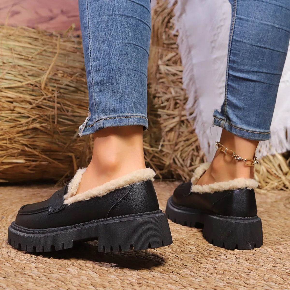 Platform Loafers with Fleece Lining for Women - View 8