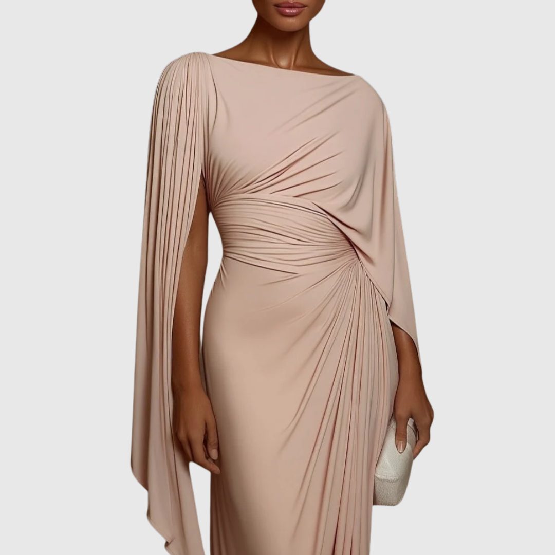 Pleated Asymmetric Maxi Dress for Women