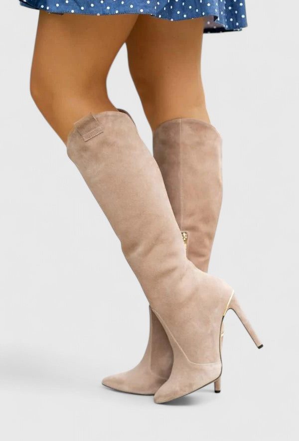 Stiletto Heel Knee-High Boots with Pointed Toe for Women