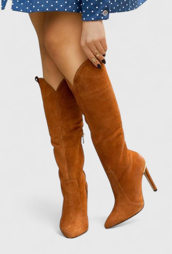 Stiletto Heel Knee-High Boots with Pointed Toe for Women