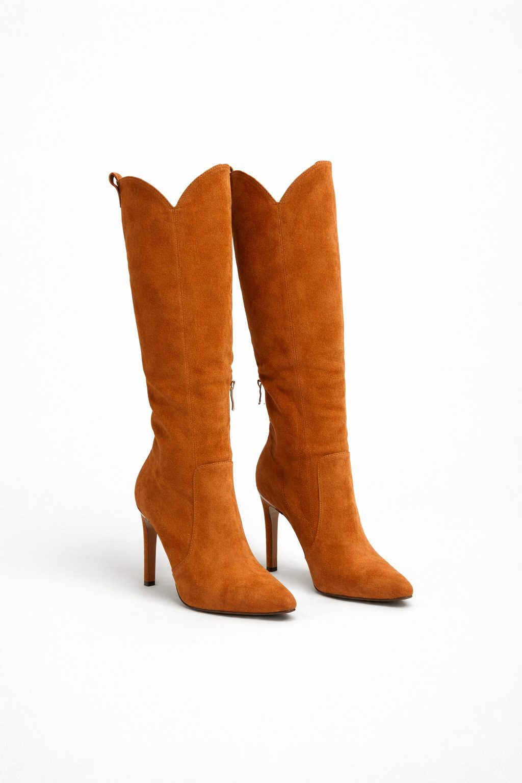 Pointed Toe High Heel Knee High Boots for Women - Brown Suede