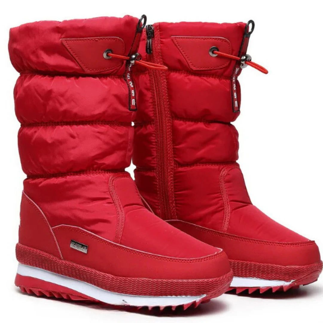 Puffer Snow Boots for Women - Red