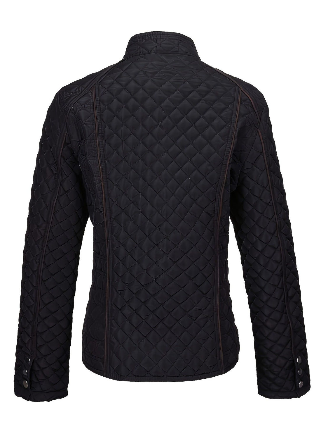 Quilted Stand Collar Zip-Up Jacket for Women