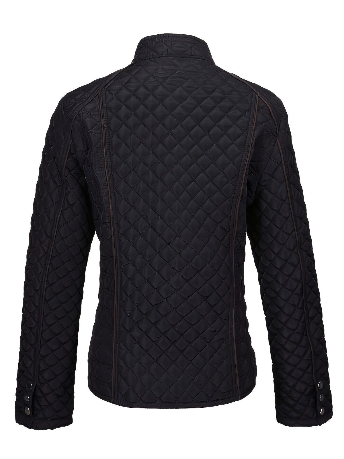 Quilted Stand Collar Zip-Up Jacket for Women - View 2