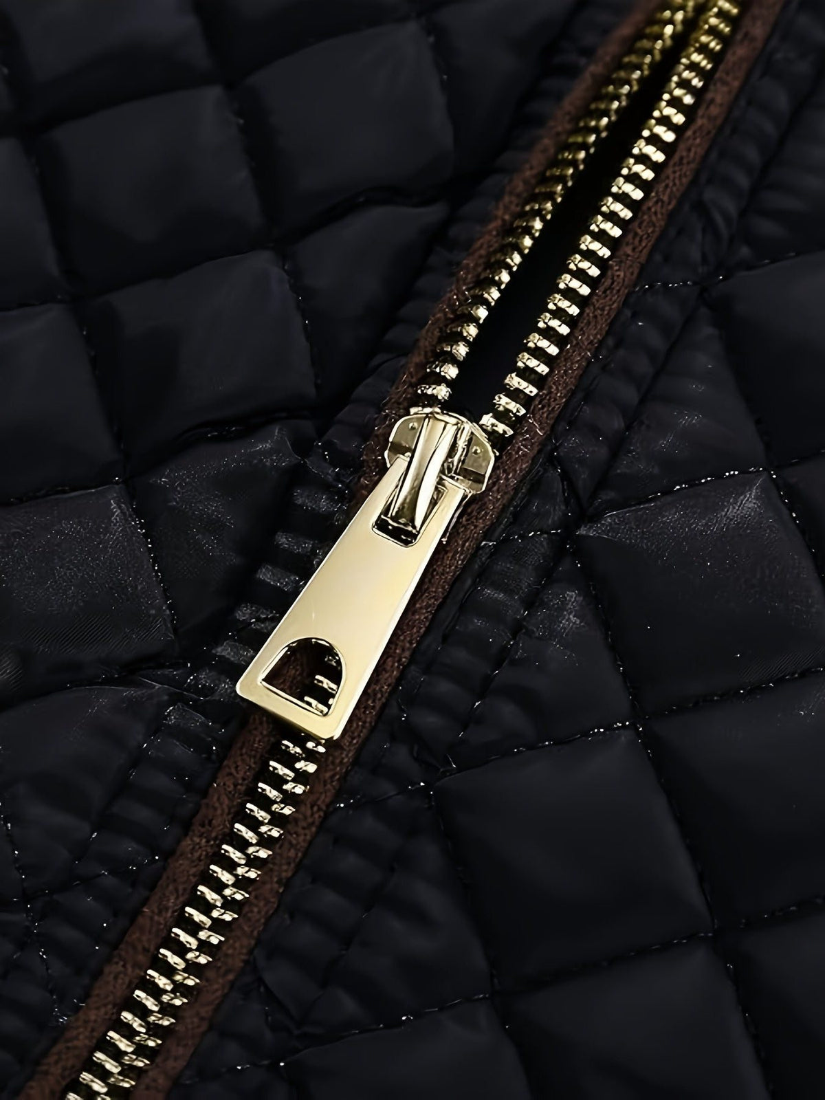 Quilted Stand Collar Zip-Up Jacket for Women - View 5
