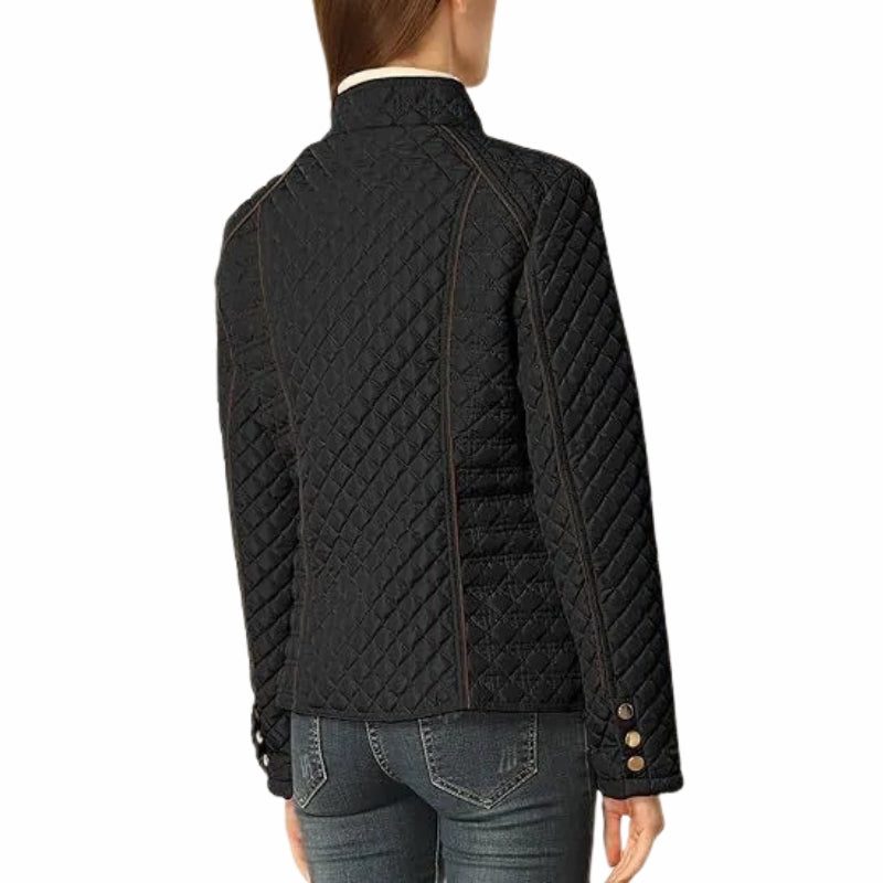 Quilted Stand Collar Zip-Up Jacket for Women - View 6