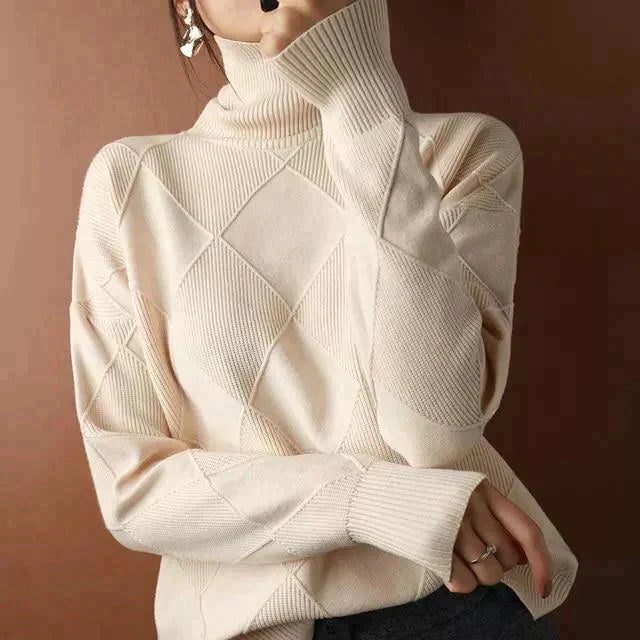 Quilted Turtleneck Sweater for Women