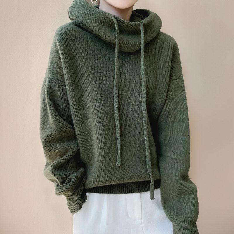 Relaxed Fit Cowl Neck Hoodie for Women - View 2