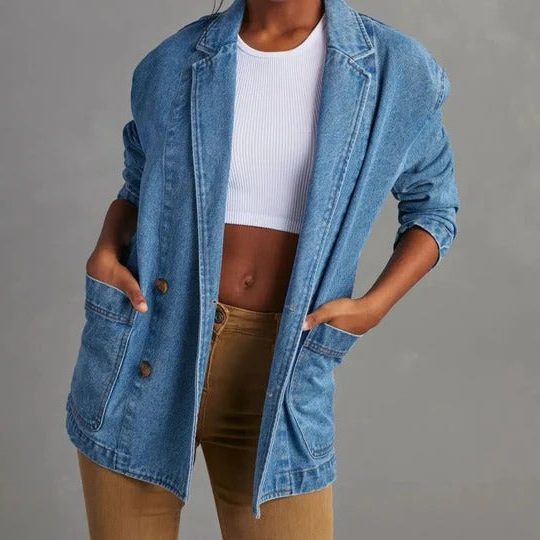 Relaxed Fit Jean Jacket for Women - View 3
