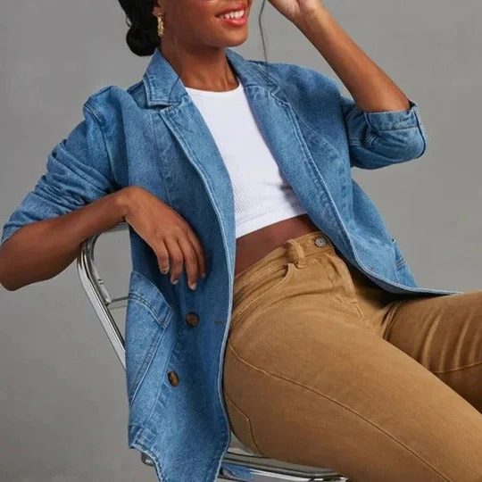 Relaxed Fit Jean Jacket for Women - View 4
