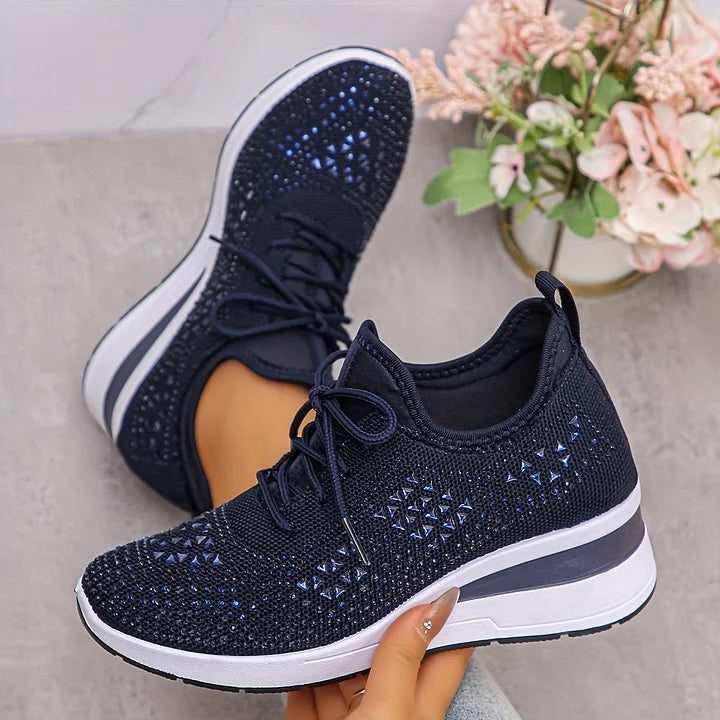 Rhinestone Lace-Up Sneakers for Women - View 3