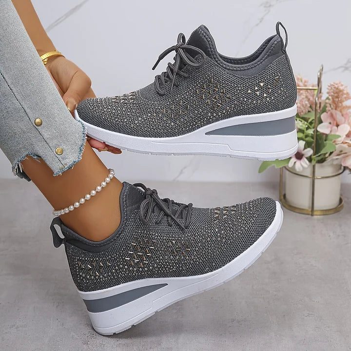 Rhinestone Lace-Up Sneakers for Women - View 4