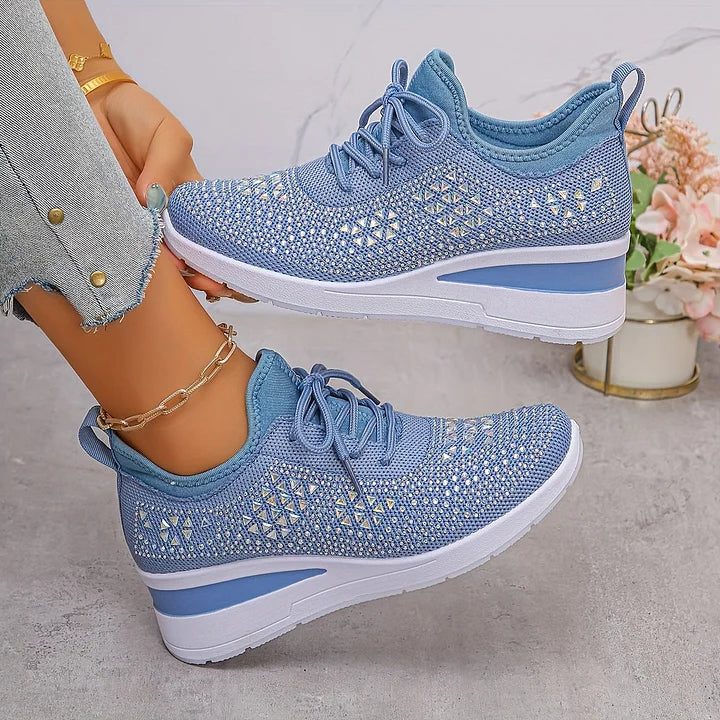 Rhinestone Lace-Up Sneakers for Women - View 6