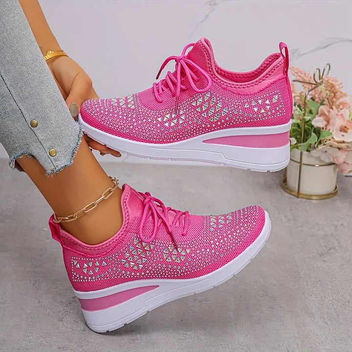 Rhinestone Lace-Up Sneakers for Women - View 7