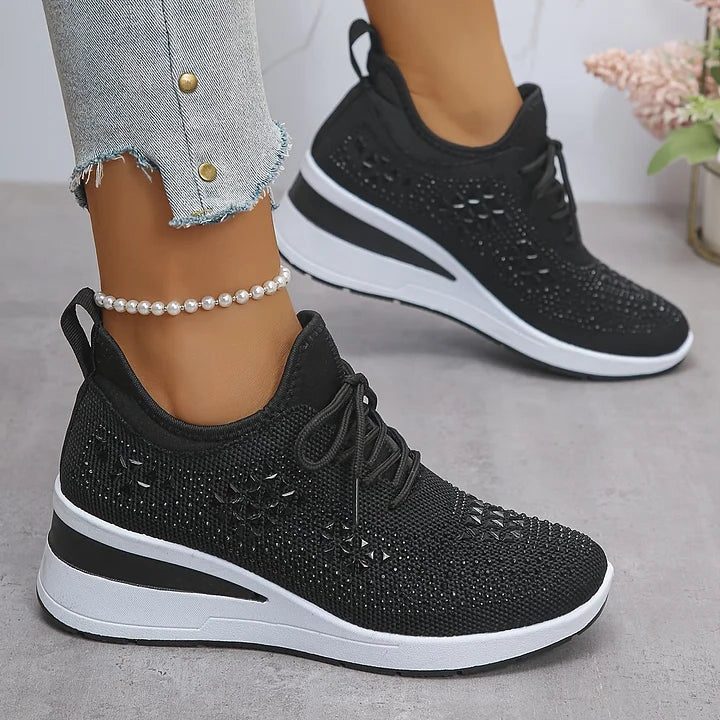 Rhinestone Lace-Up Sneakers for Women - View 10