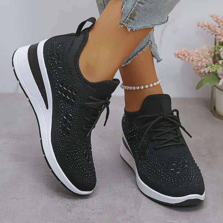 Rhinestone Lace-Up Sneakers for Women - View 11