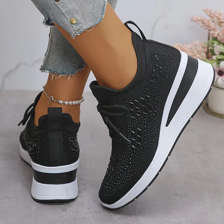Rhinestone Lace-Up Sneakers for Women - View 12