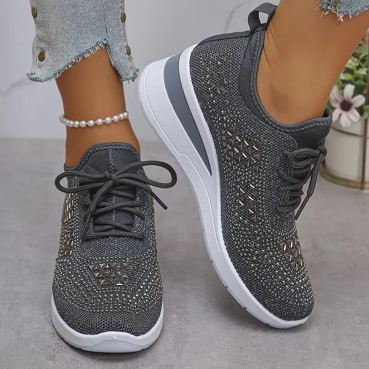 Rhinestone Lace-Up Sneakers for Women - View 16
