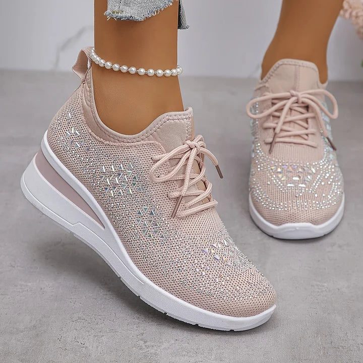 Rhinestone Lace-Up Sneakers for Women - View 19