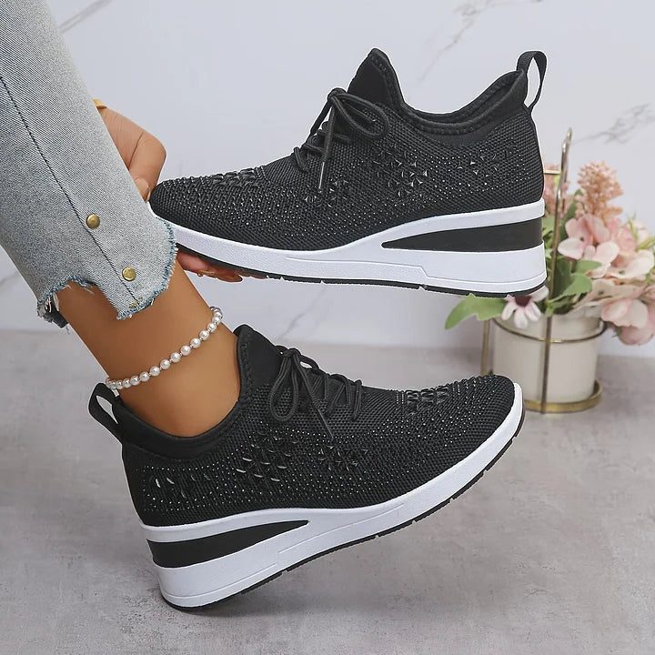 Rhinestone Lace-Up Sneakers for Women - View 2