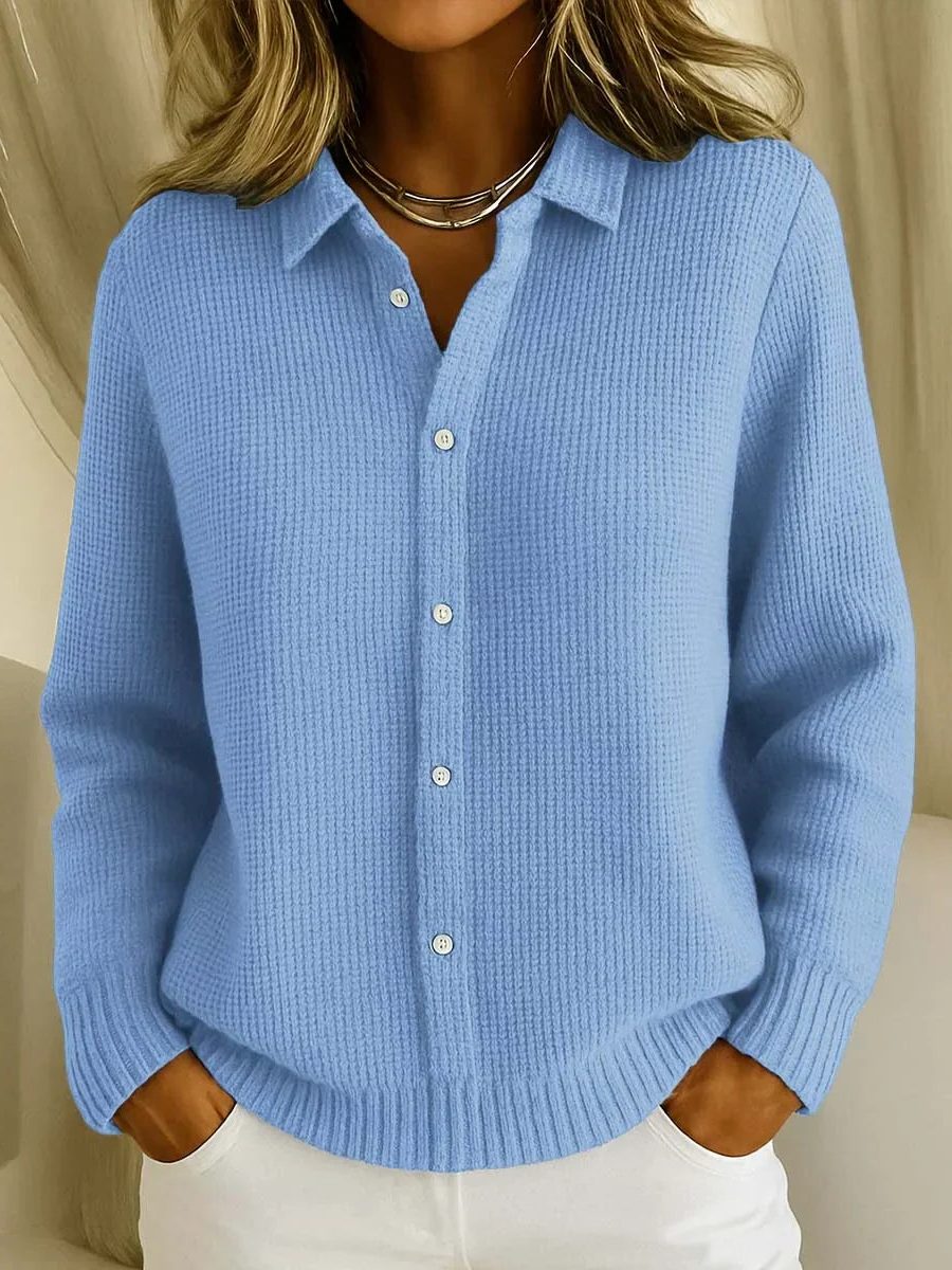 Ribbed Knit Button-Down Cardigan for Women