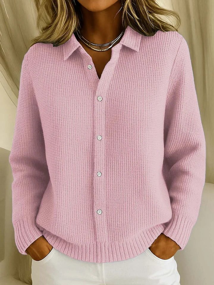 Ribbed Knit Button-Down Cardigan for Women