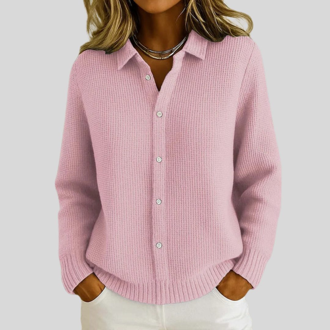 Ribbed Knit Button-Down Cardigan for Women