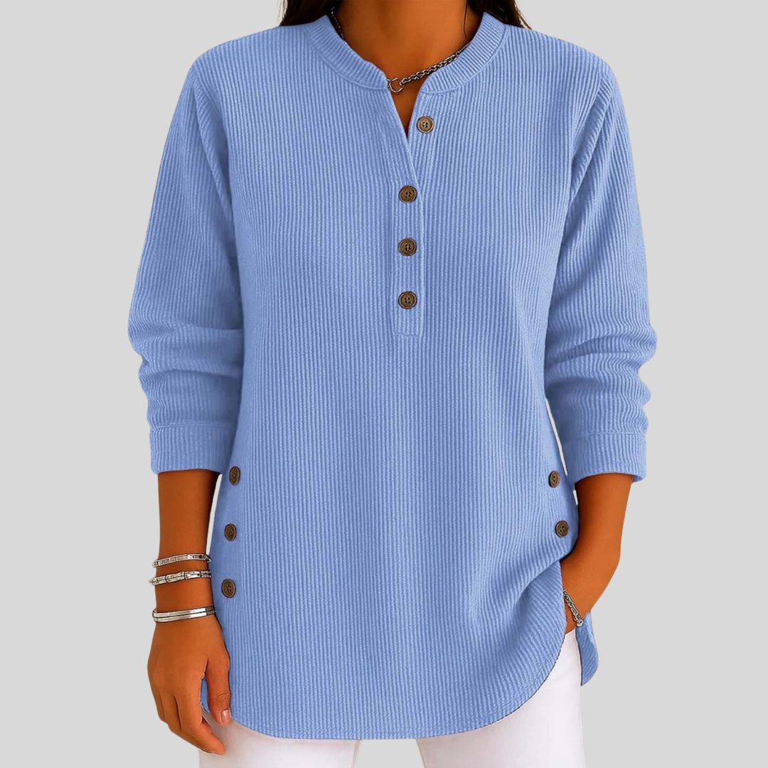 Ribbed Knit Crew Neck Pullover for Women