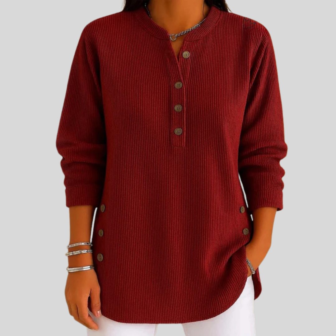 Ribbed Knit Crew Neck Pullover for Women