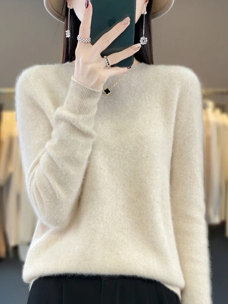 Ribbed Knit Crew Neck Sweater for Women - View 3