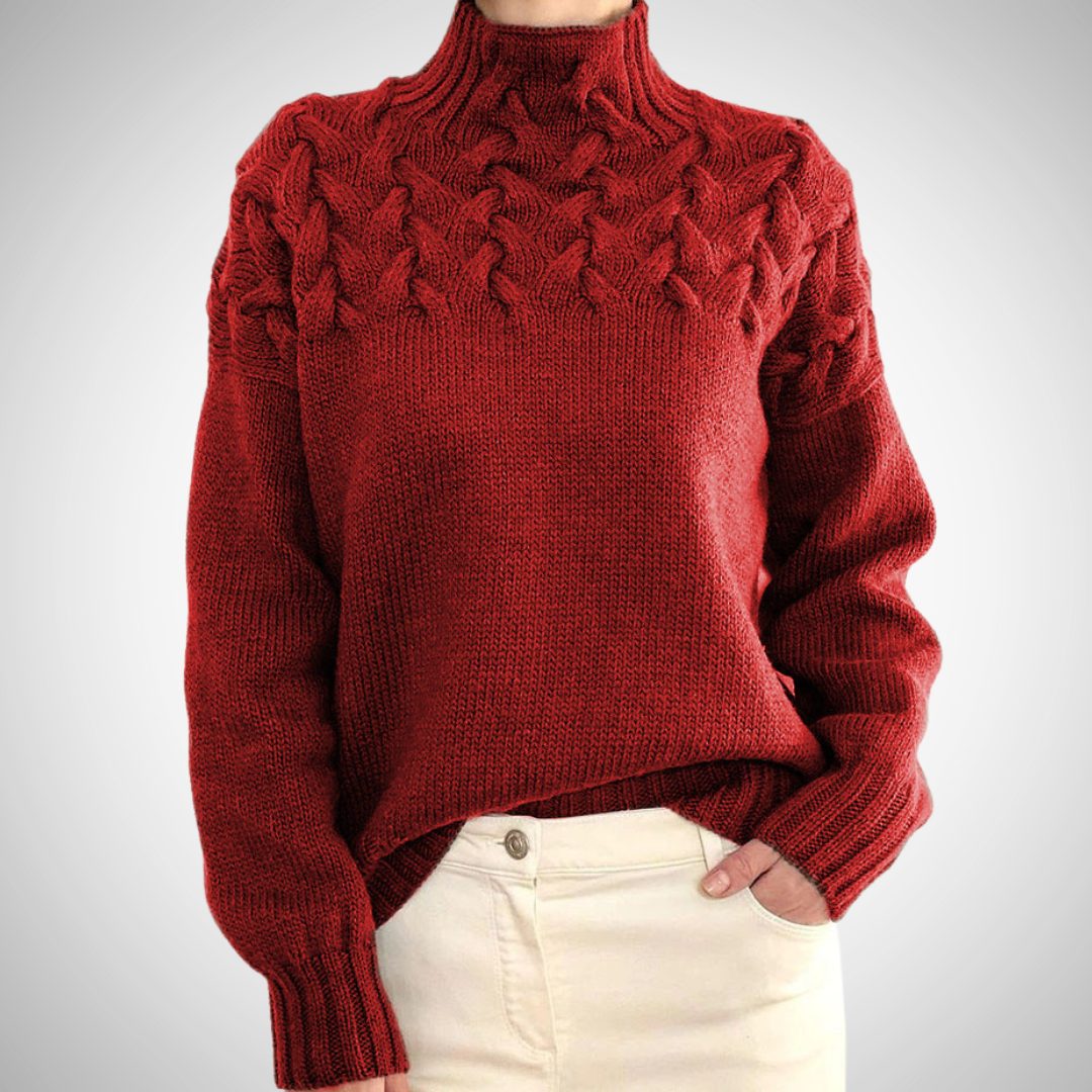 Ribbed Knit Turtleneck Sweater for Women