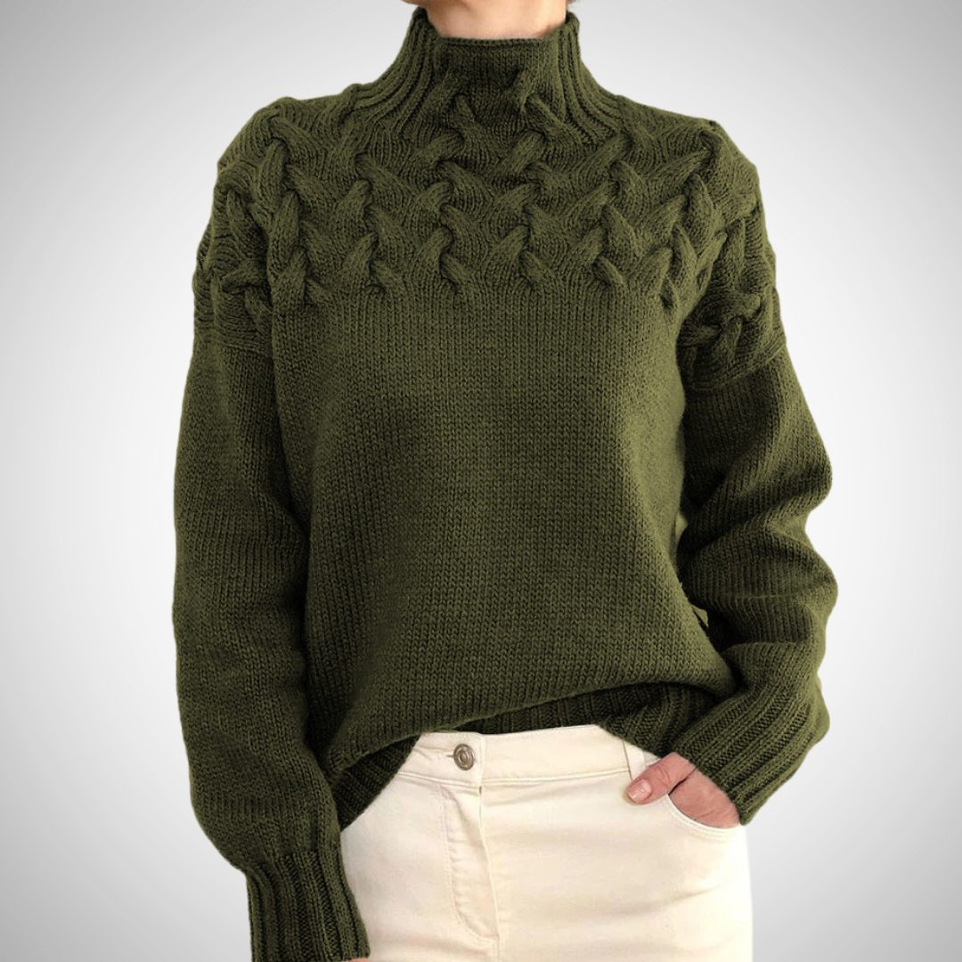 Ribbed Knit Turtleneck Sweater for Women