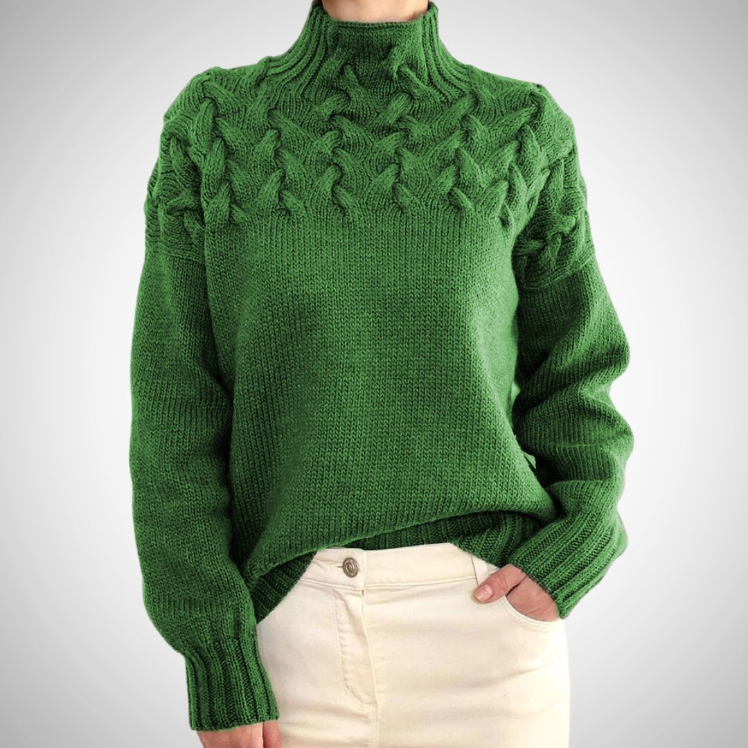 Ribbed Knit Turtleneck Sweater for Women - Grün