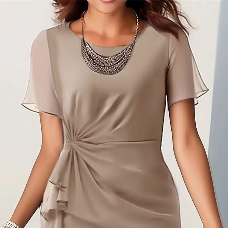 Ruffle Midi Formal Dress with Flutter Sleeves for Women - View 10