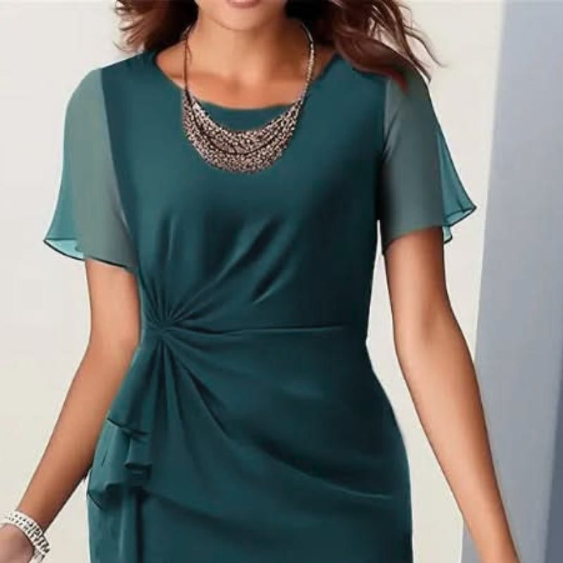 Ruffle Midi Formal Dress with Flutter Sleeves for Women - View 13