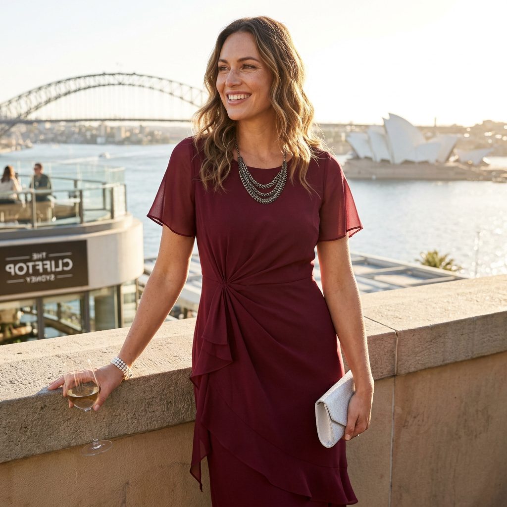 Ruffle Midi Formal Dress with Flutter Sleeves for Women - View 3