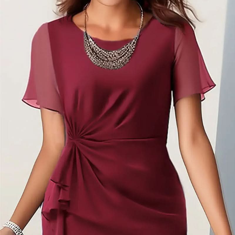 Ruffle Midi Formal Dress with Flutter Sleeves for Women - View 4