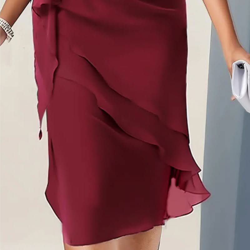 Ruffle Midi Formal Dress with Flutter Sleeves for Women - View 5