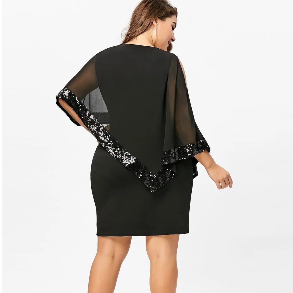 Sequin Cold Shoulder Midi Dress for Women - View 28