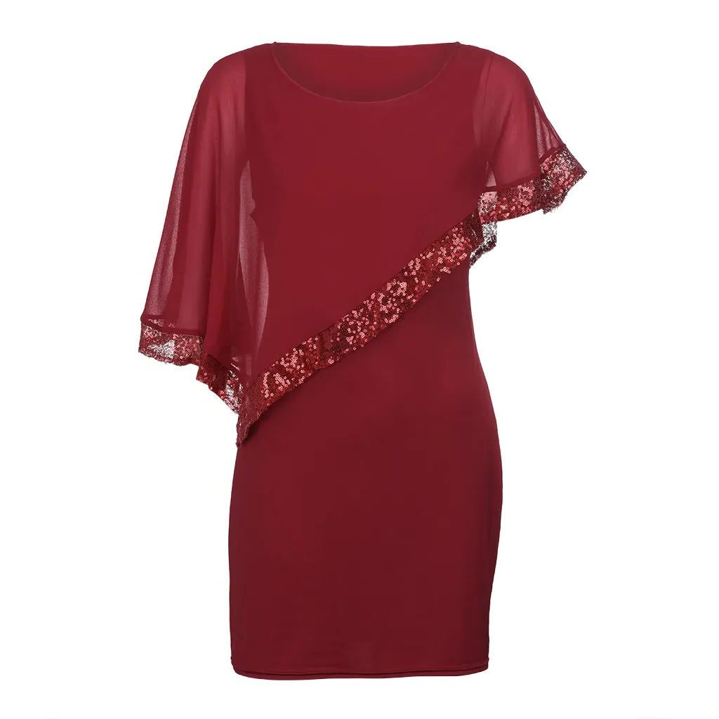 Sequin Cold Shoulder Midi Dress for Women - View 7