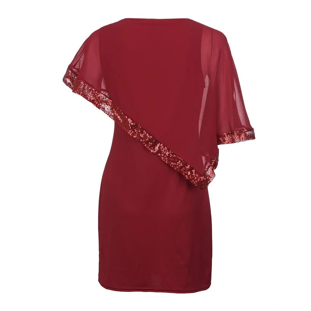 Sequin Cold Shoulder Midi Dress for Women - View 8