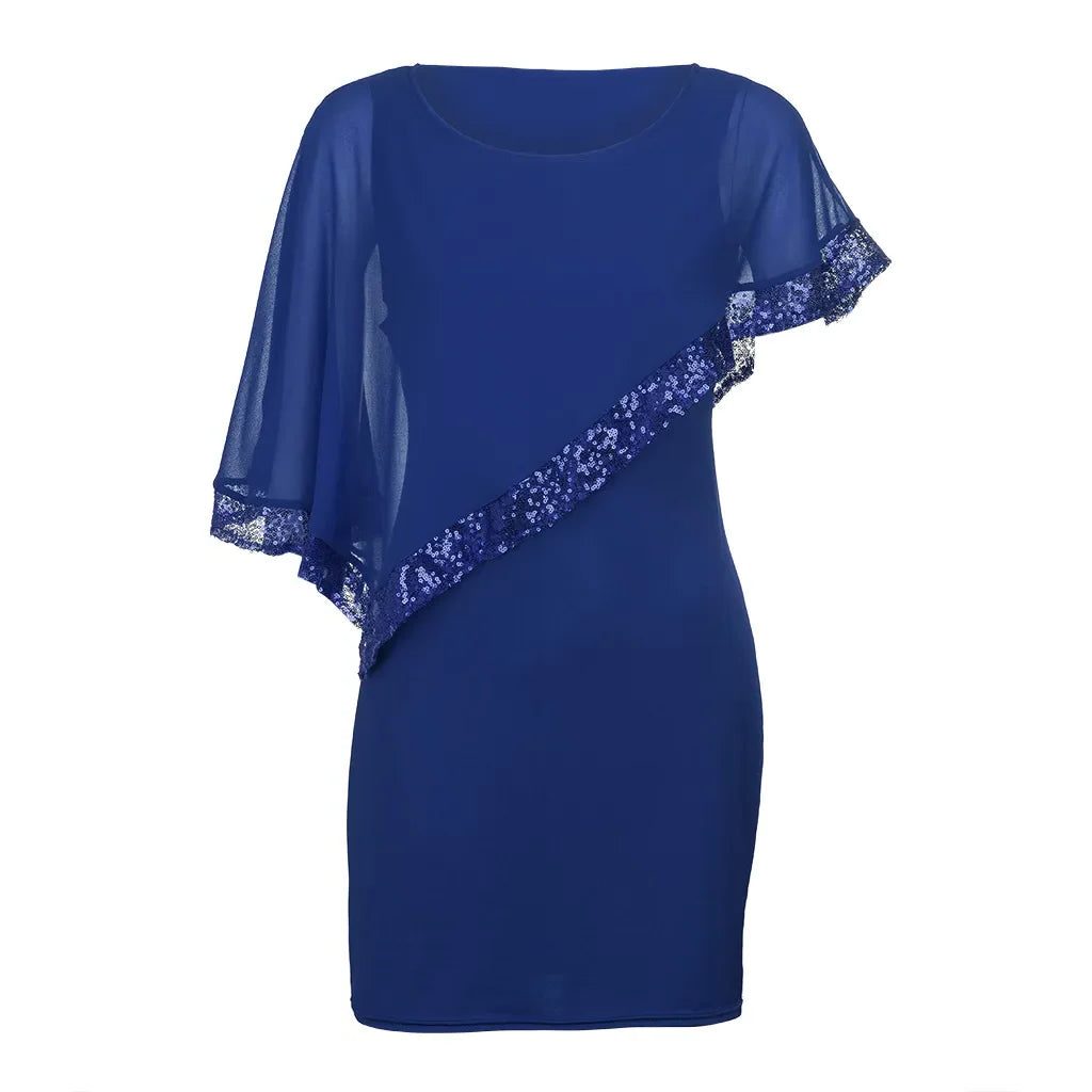 Sequin Cold Shoulder Midi Dress for Women - View 9